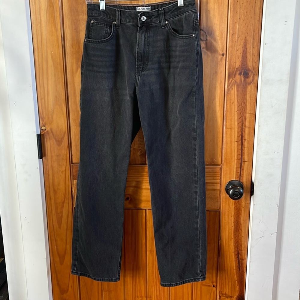 We the Free People Black Pacifica High Rise Slim Straight Leg Denim Jeans 28